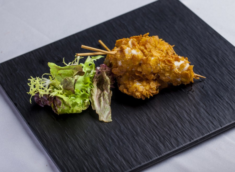 Brochetas de solomillo de pavo crujientes